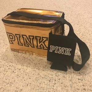 VS Pink Gold Cooler Bag and Drink Coozie
